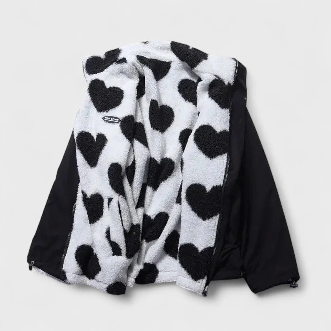 Katy | Chaqueta reversible con estampado de corazones